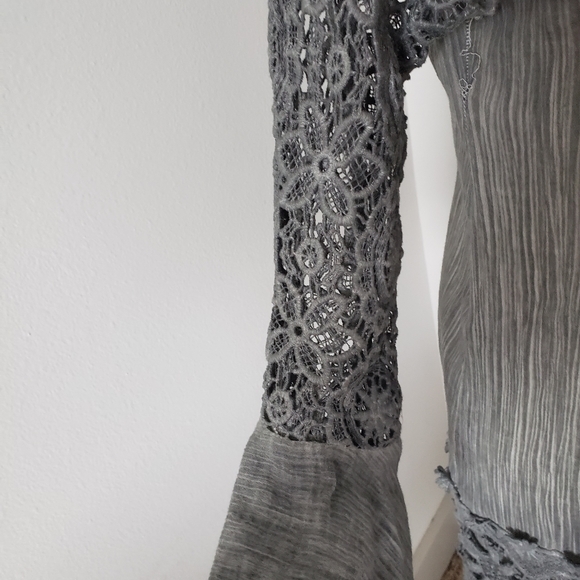 🌼bohemian dress grey lace details long sleeves size small 🌼 - Picture 5 of 9